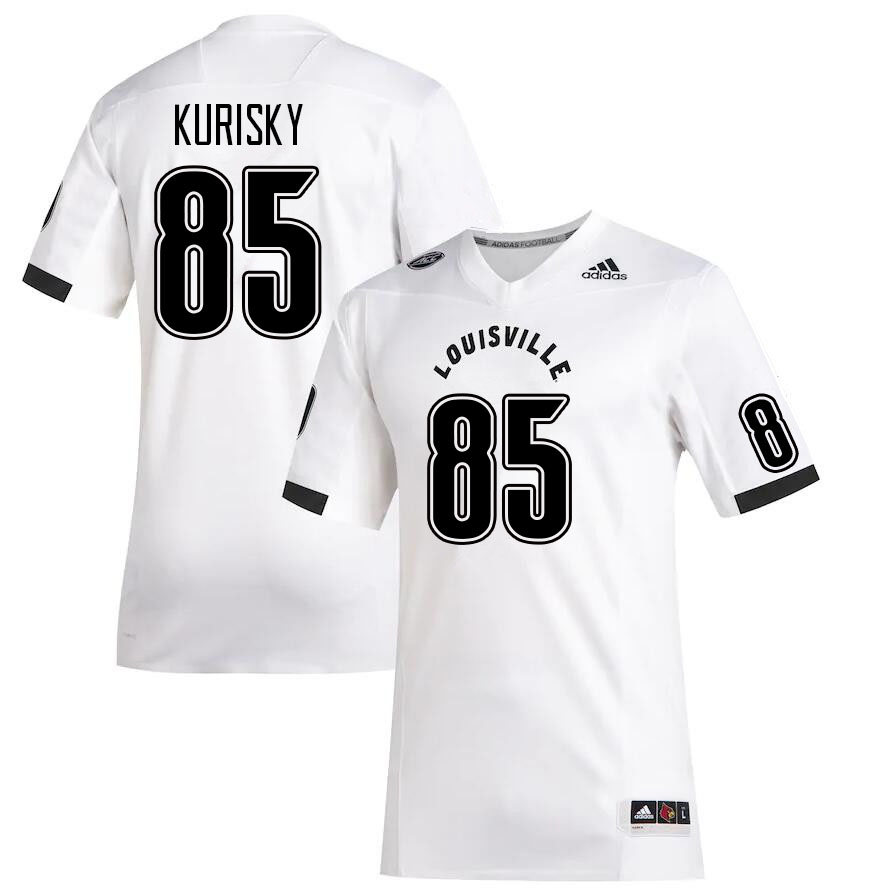 Men #85 Nate Kurisky Louisville Cardinals College Football Jerseys Sale-White - Click Image to Close